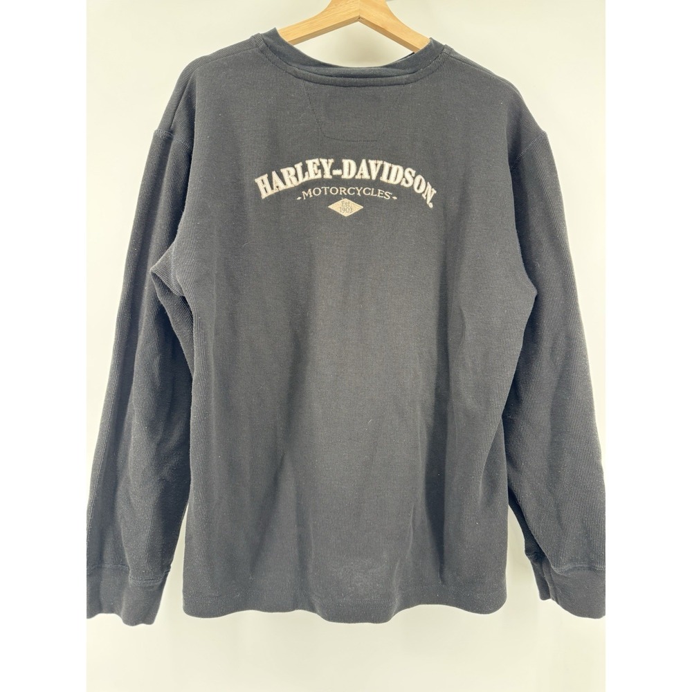 Harley Davidson Sweater Mens Large Black Embroidered Long Sleeve - Picture 4 of 5